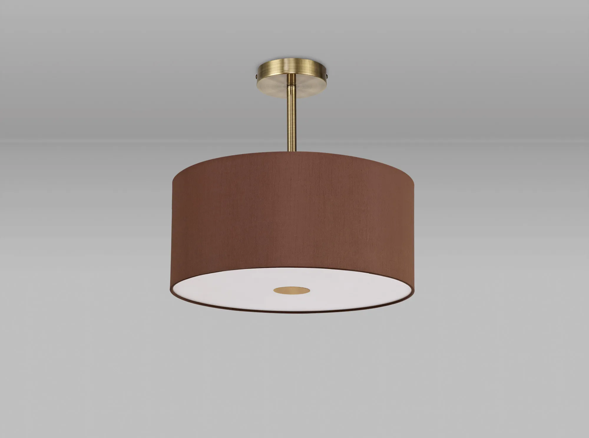 Baymont 40cm Semi Flush 1 Light Antique Brass, Raw Cocoa/Grecian Bronze, Frosted Diffuser DK0178  Deco Baymont AB RC